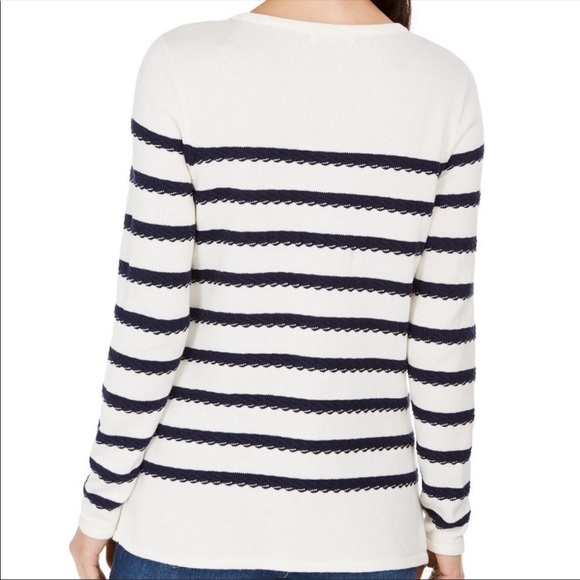 Charter Club Button-Shoulder Striped Top - Picture 2 of 4